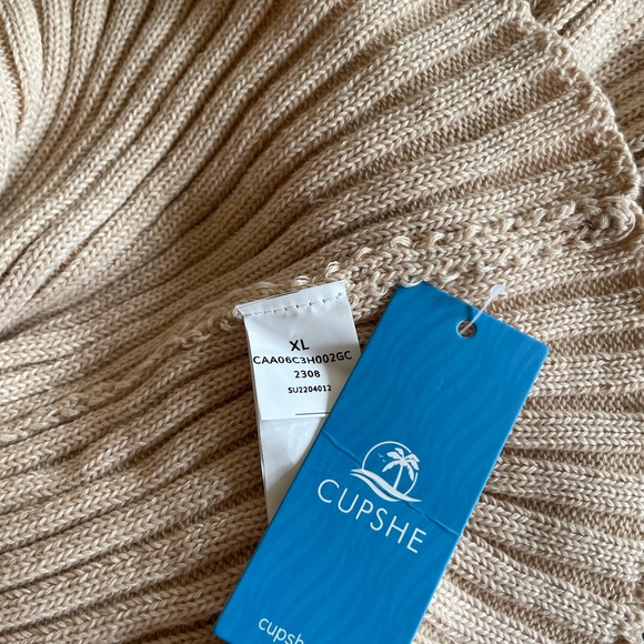 NWT Crochet Beige V Neck Sweater Dress Size XL - Picture 8 of 9